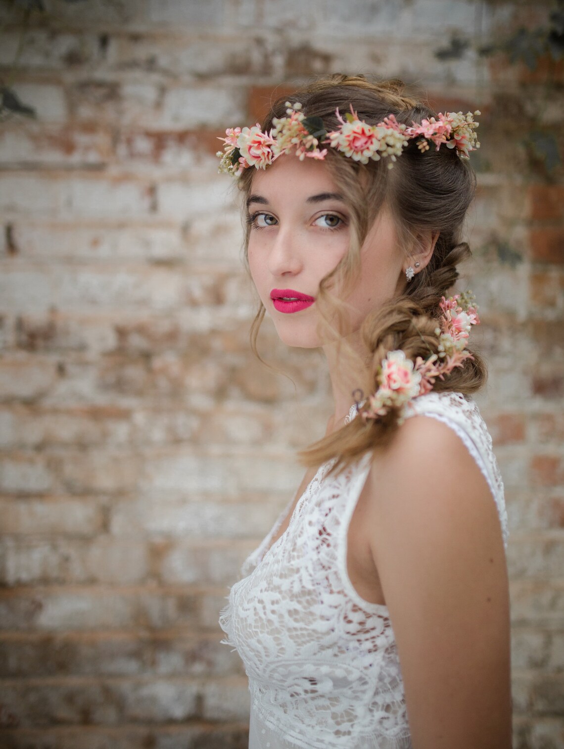 Flower Hair Garland Wedding Hair Flowers Head Wreath Flower Etsy