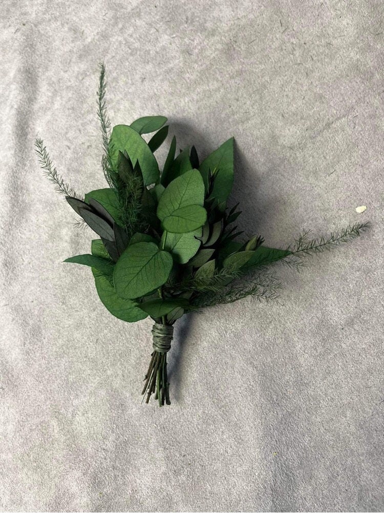 緑のブライダルリース：ユーカリの花冠、ボヘミアンウェディング