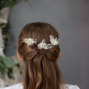 Set of 3 hairpins First holy communion hairpins Flower jewellery Wedding hair accessories Flower girl headpiece Magaela Bridal hair pins image 4