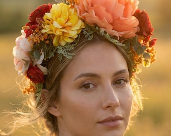 Summer floral headband: Double Sided Frida crown