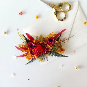 Autumn flower hair comb Fall wedding comb Flower hair jewellery Bridal hair accessories Handmade custom accessories October wedding Magaela image 4