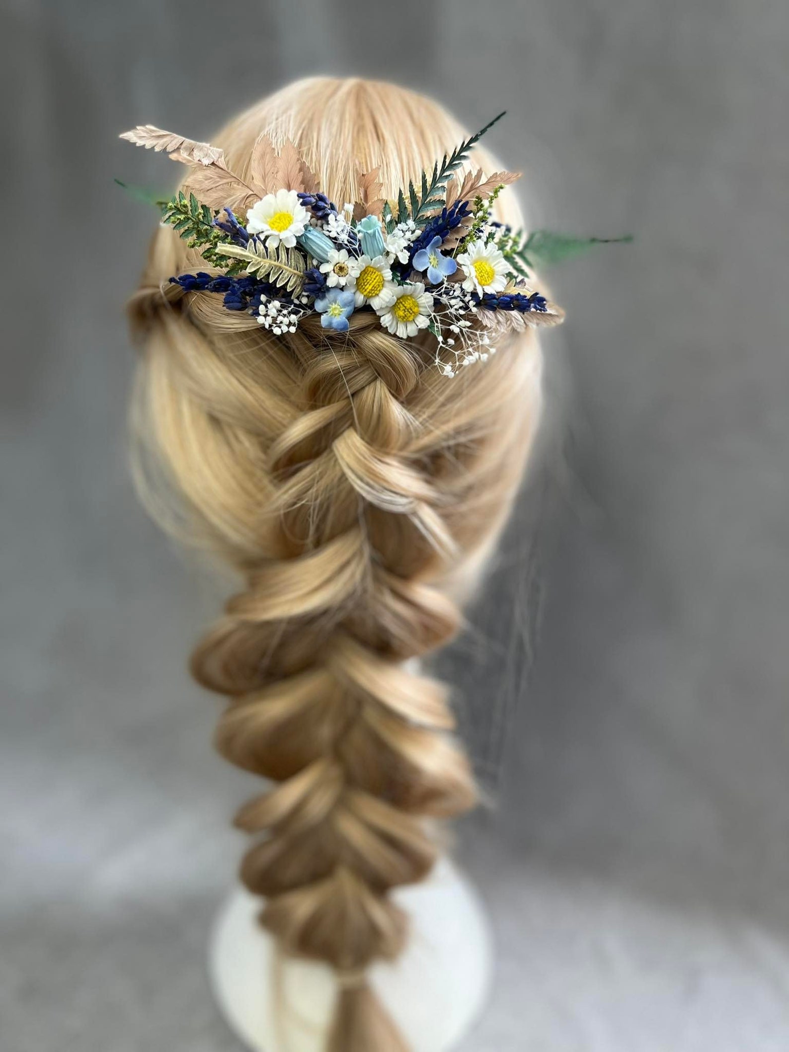 Meadow Daisy and Lavender Flower Hair Comb Bridal Hair Comb Etsy