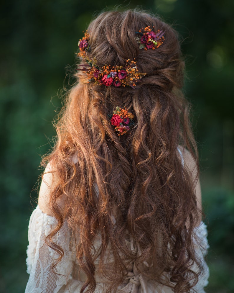 Autumn flower hair comb Fall wedding comb Flower hair jewellery Bridal hair accessories Handmade custom accessories October wedding Magaela image 3