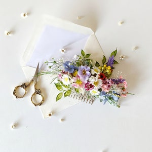 Wildflower hair comb Romantic bridal hair comb Boho wedding accessories Summer wedding Garden wedding Bridal hair comb Meadow flowers Summer image 2