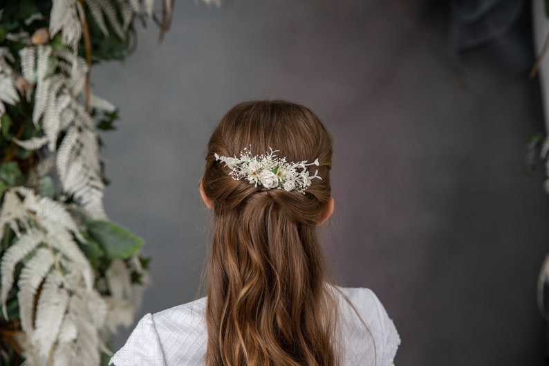 Set of 3 hairpins First holy communion hairpins Flower jewellery Wedding hair accessories Flower girl headpiece Magaela Bridal hair pins image 9