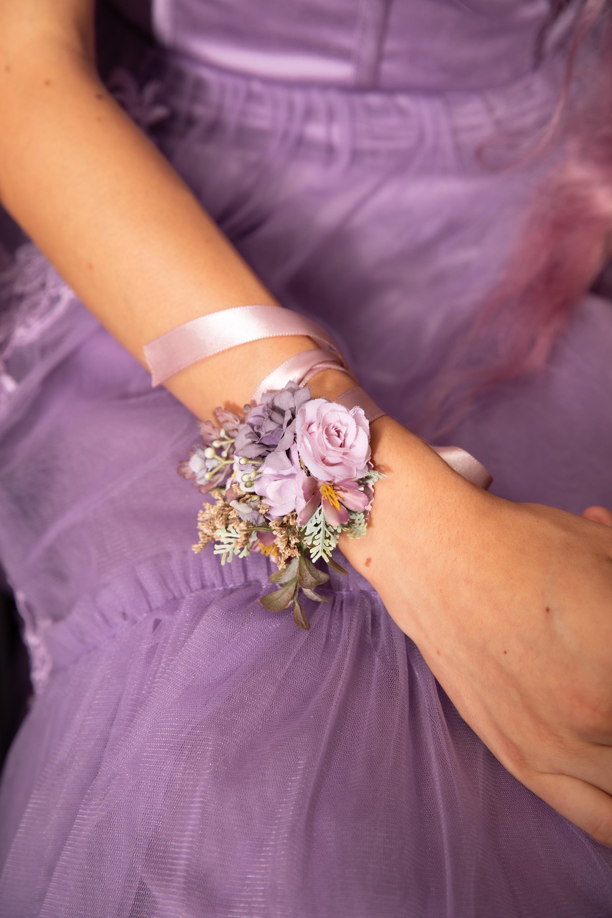 Bracelet Violet Mauve Cristal Ivoire Pour Mariée / Soirée - Neuf Avec Étiquettes, Style Fleuri Et Romantique