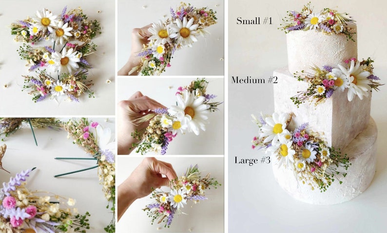 Meadow spring hair crown Bridal flower hair wreath Daisy flower headpiece Wildflowers headband lavender Summer Bridal accessories Magaela image 7