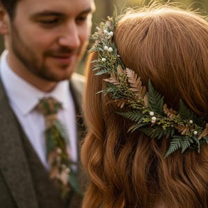 Woodland Wedding Crown – Preserved Fern Bridal Headpiece – Forest Boho Hair Wreath image 2