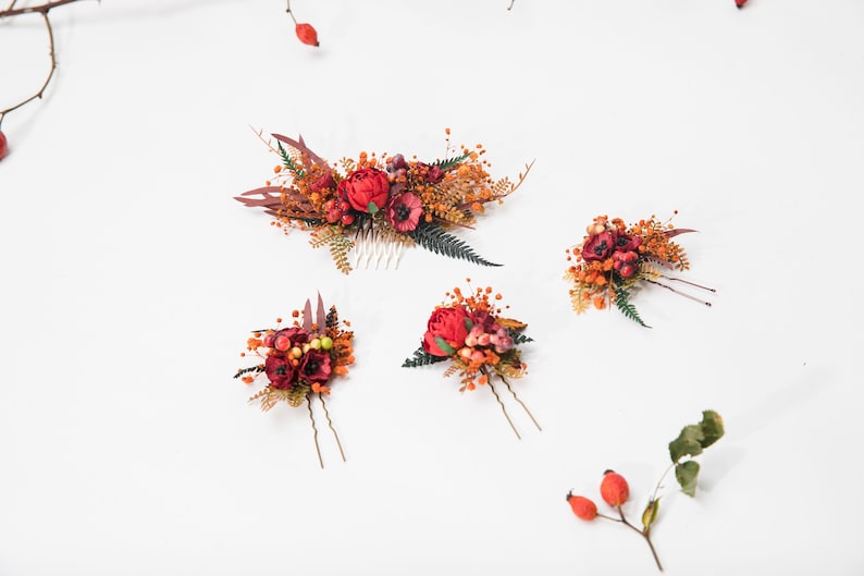 Autumn flower hair comb Fall wedding comb Flower hair jewellery Bridal hair accessories Handmade custom accessories October wedding Magaela image 8