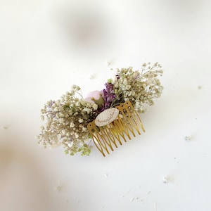 Spring lavender flower hair comb Lilac wedding headpiece Purple and yellow bridal flower comb Custom Summer wedding hair accessories Magaela image 8