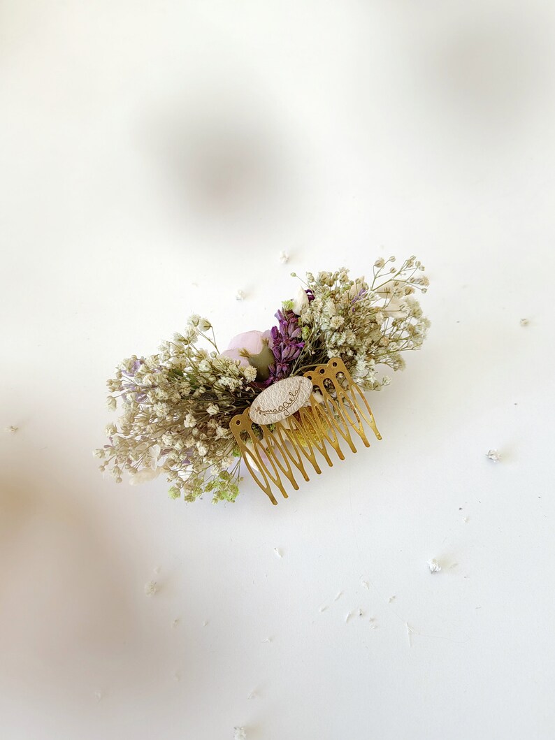 Spring lavender flower hair comb Lilac wedding headpiece Purple and yellow bridal flower comb Custom Summer wedding hair accessories Magaela image 8