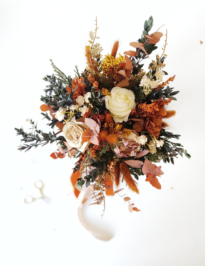 Terracotta bridal bouquet Rustic autumn wedding Boho bridal bouquet Fall wedding Terraccota wedding Boho bridal bouquet Magaela Bride to be image 1