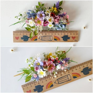 Wildflower hair comb Romantic bridal hair comb Boho wedding accessories Summer wedding Garden wedding Bridal hair comb Meadow flowers Summer image 9