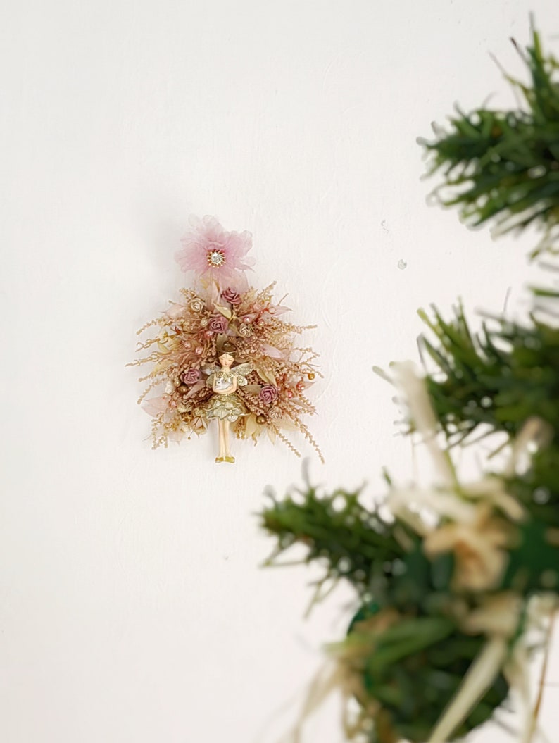 Christmas tree decor Christmas decoration Christmas fairy Fairycore Pink Christmas Vintage Christmas Christmas gift Tree decoration Magaela image 9