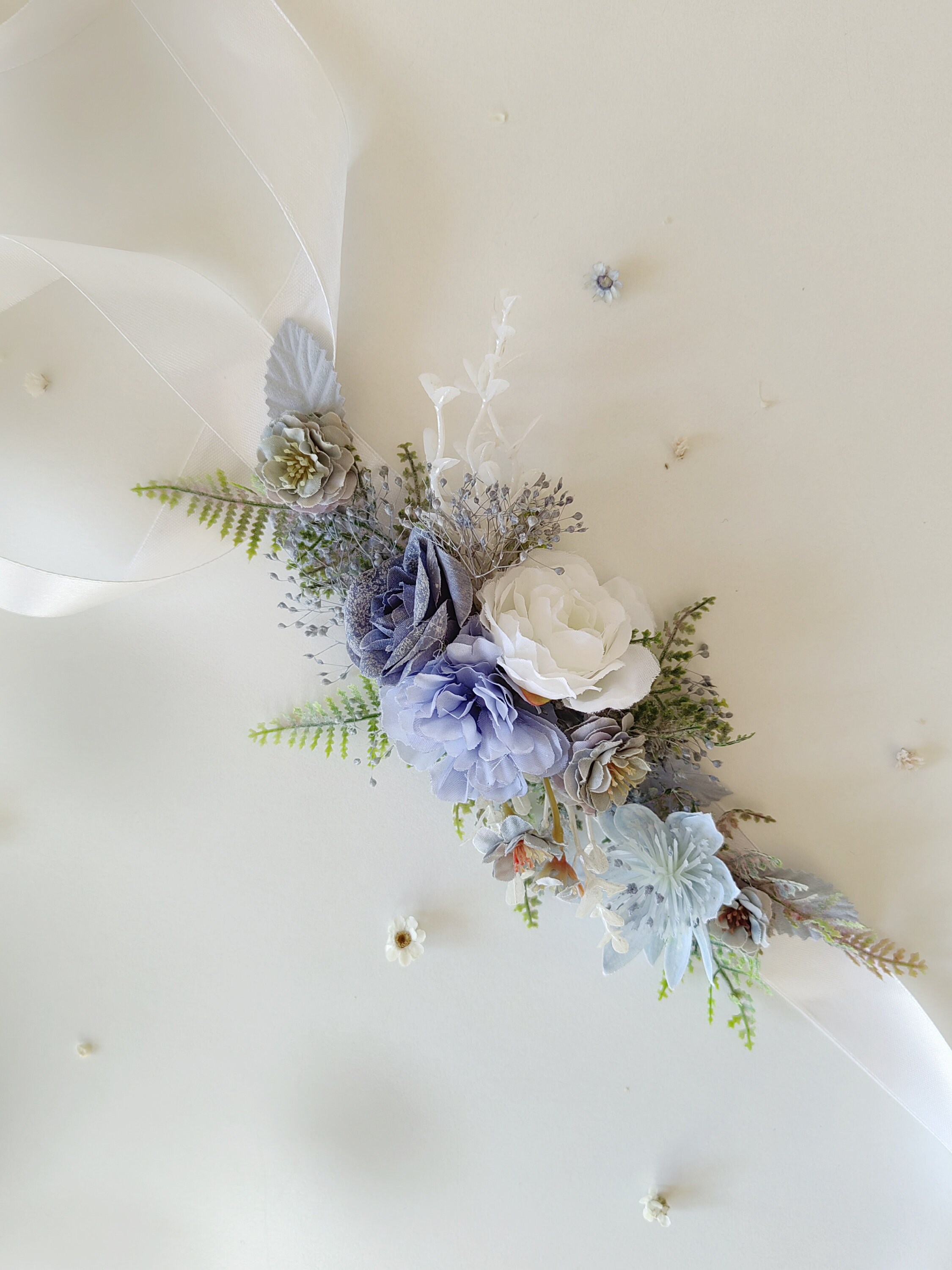 Inzegao Cintura da donna in corda con fiore in chiffon, per abito da cocktail e tea party, Blu, taglia unica