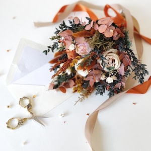 Terracotta bridal bouquet Rustic autumn wedding Boho bridal bouquet Fall wedding Terraccota wedding Boho bridal bouquet Magaela Bride to be image 3