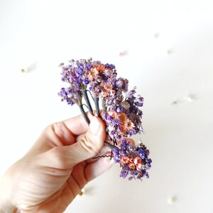 Purple flowers dried hairpins Lilac and pink baby's breath flower clips Romantic violet wedding Bridal flower hair pins Bridal hair Magaela image 5