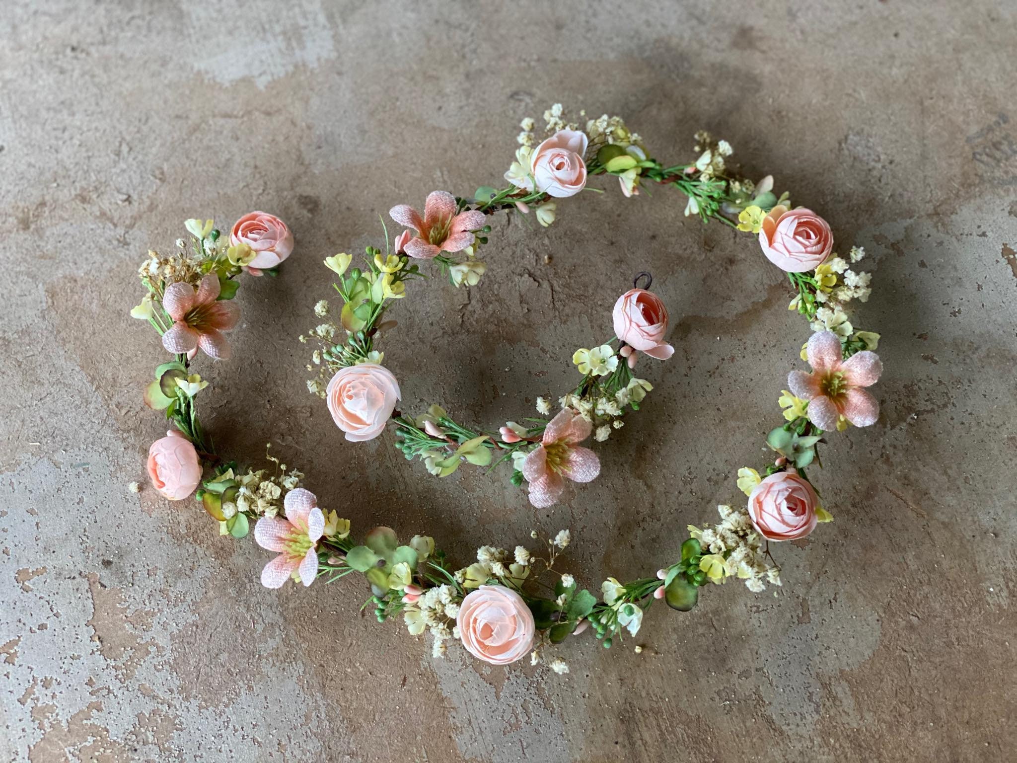 Peach wedding garland Floral garland Hair garland Wedding Etsy