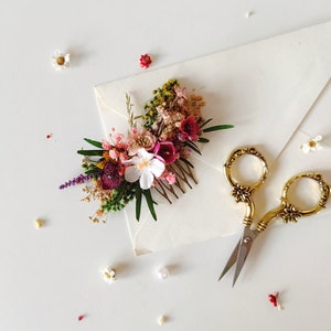 Small Autumn flower hair comb Woodland hair comb Autumn wedding Rustic flowers Bridal hair accessories Boho hairstyle Fall wedding comb