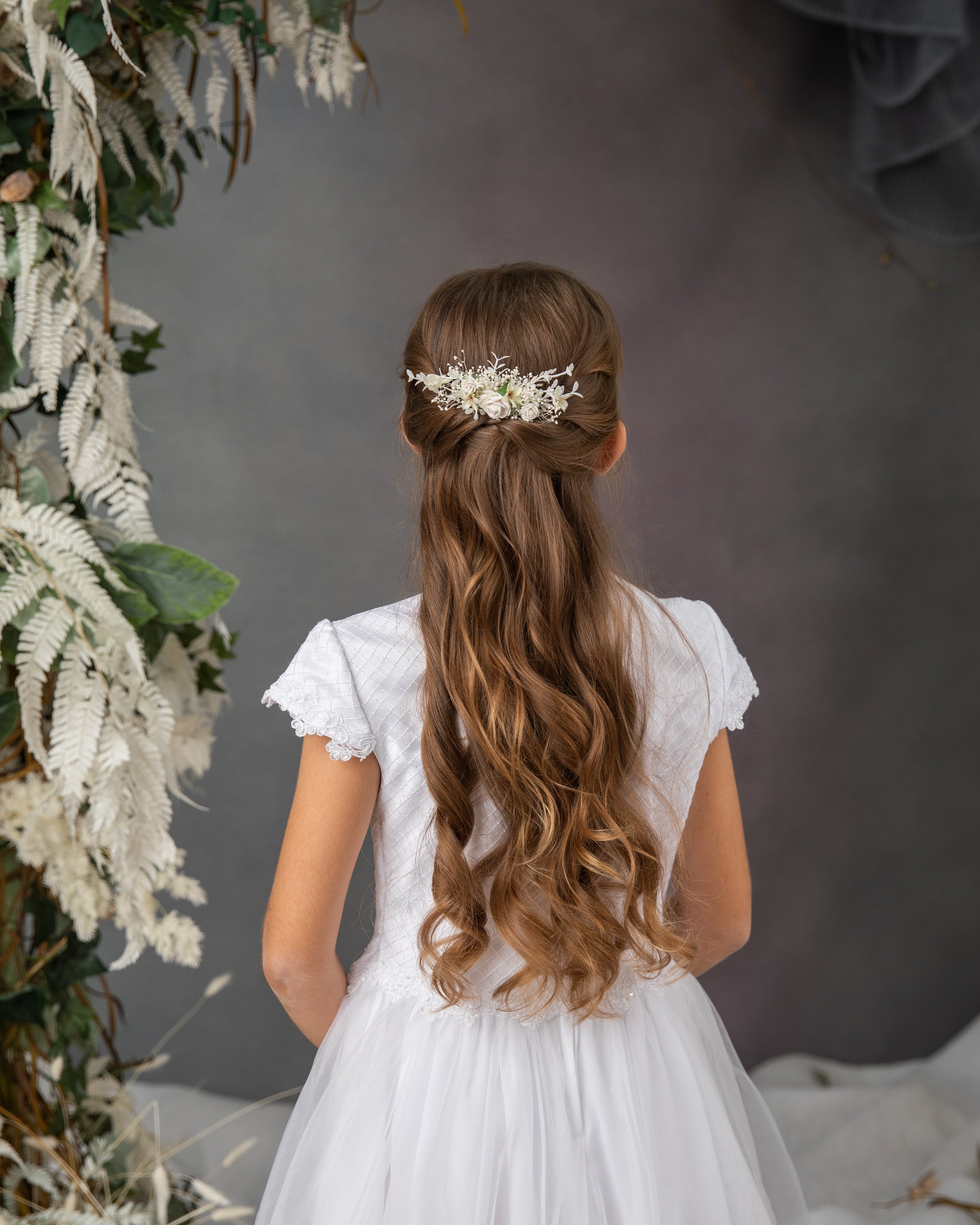 First Holy Communion Hair Comb Ivory and White Flower Hair First Holy Communion Hair Comb Ivory and White Flower Hair
