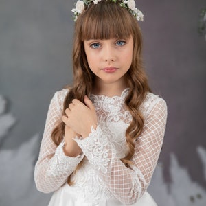 First holy communion flower crown White roses hair wreath Wedding accessories Communion hair accessories Flower headpiece for girl Magaela image 6