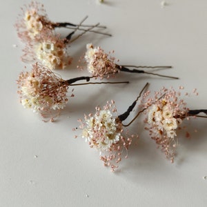 3pcs/5pcs/10pcs Romantic flower hair pins Ivory and Rose gold hairpins Wedding flower pins Bridal hair accessory Vintage Rustic wedding image 3