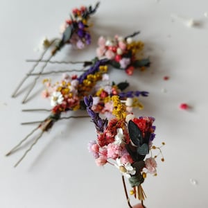 Colorful flower hairpin Romantic hairpin Meadowy design Wedding hairpins Romantic boho hairpins Wild flower hairpins Magaela Summer wedding image 8