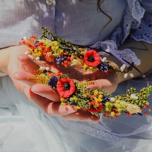 Folk Mommy and Me flower crowns Matching set of hair wreaths for mum and daughter Family photoshoot Flower girl wreath Bridal  meadow wreath