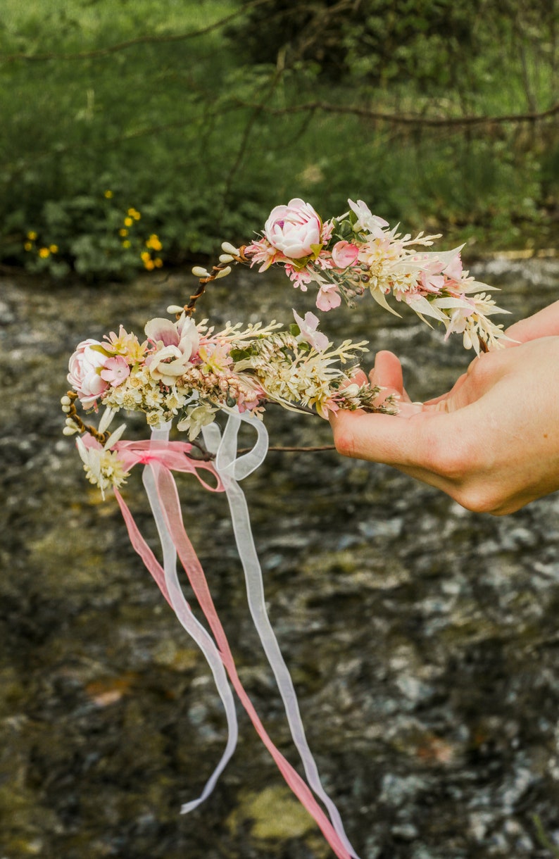 Momia y yo coronas de flores a juego Coronas de flores Madre e hija tocados De la flor chica Accesorios de boda Corona de peonía rosa Magaela imagen 9