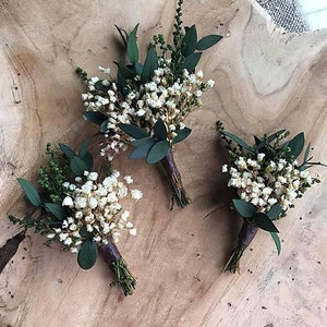 Greenery mini bloem haarkam Bruiloft haarkam Gipskruid Bruidsaccessoires Greenery bloem haarkam Magaela Naturel Groom's boutonniere