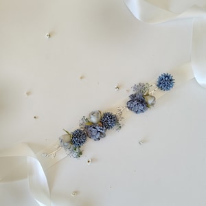 Blue vintage flower belt Romantic bridal belt Something Blue flowers belt Boho wedding Rustic wedding Bridal accessories Bride to be Magaela