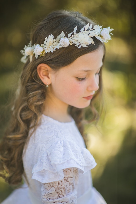 Communion Flower Wreath With White Peonies Hair Crown for - Etsy Ireland