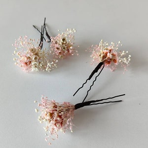 3/5/10pcs Romantic flower hairpins Hairpins from dried flowers Wedding floral accessories Blush and ivory hair pins Magaela accessories image 5