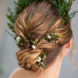 Fleur haipins Épingles à cheveux de fleurs de forêt Mariage en forêt Cheveux de mariée Accessoires pour cheveux Fée design Mariage rustique Fern épingles à cheveux Magaela image 3