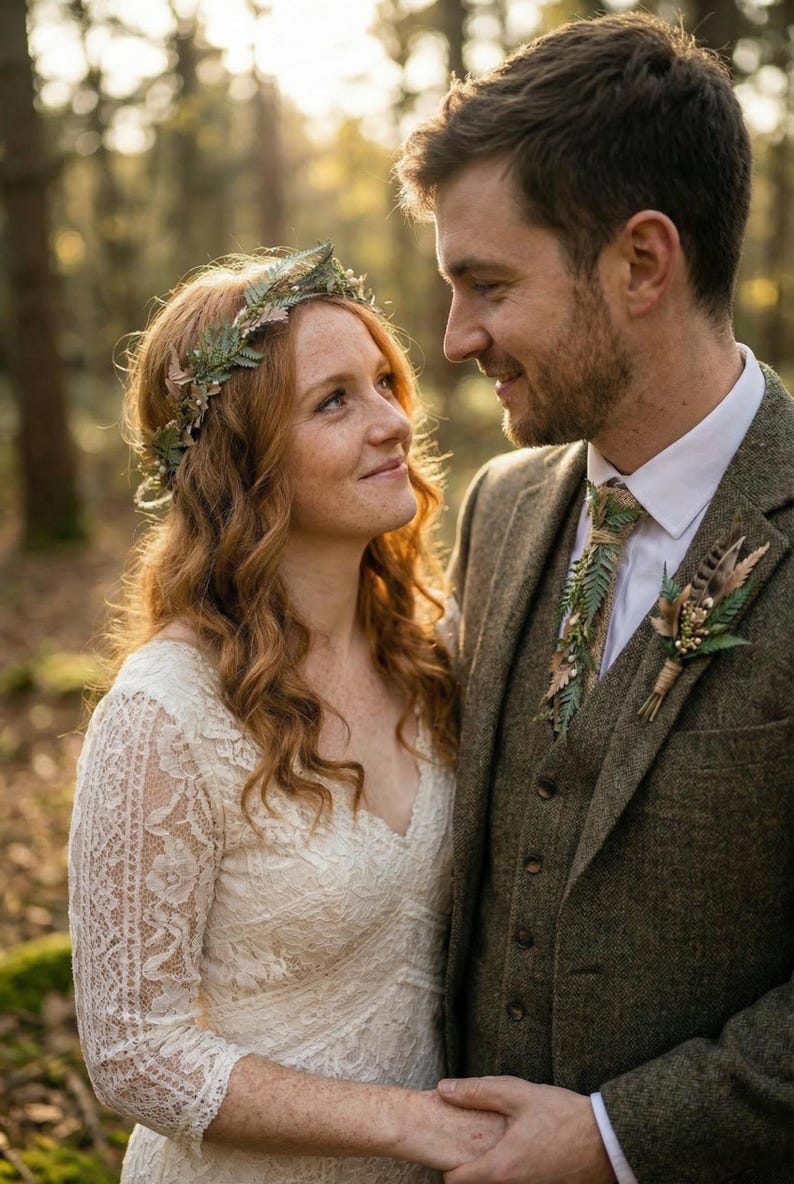 Woodland Wedding Crown – Preserved Fern Bridal Headpiece – Forest Boho Hair Wreath image 6