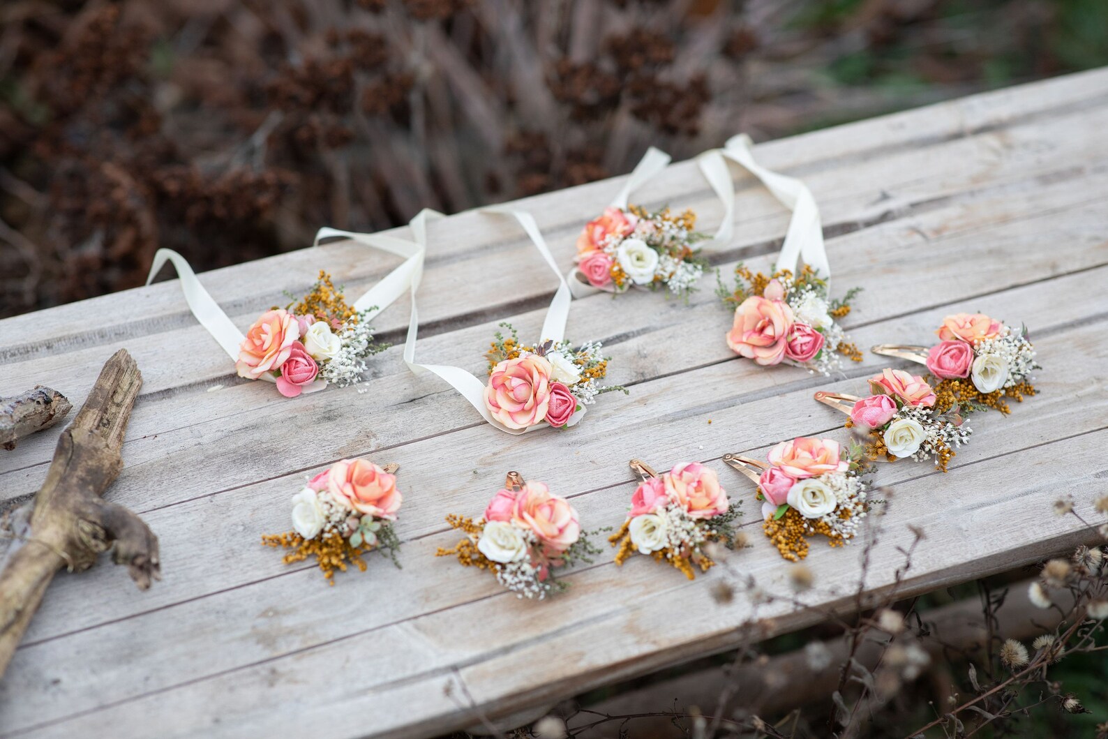 Flower Hair Clips Peach Flower Girl Hair Clips Wedding Etsy — free download