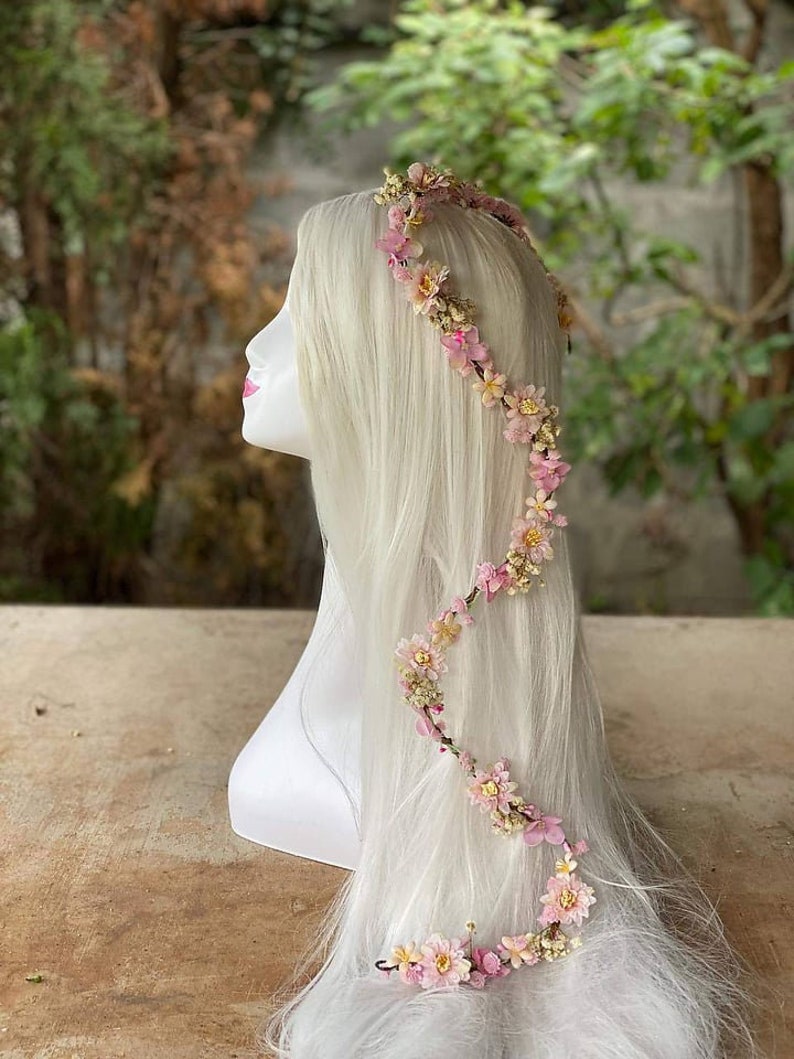Customisable Flower Hair Garland Wedding Hair Flowers Head Etsy UK