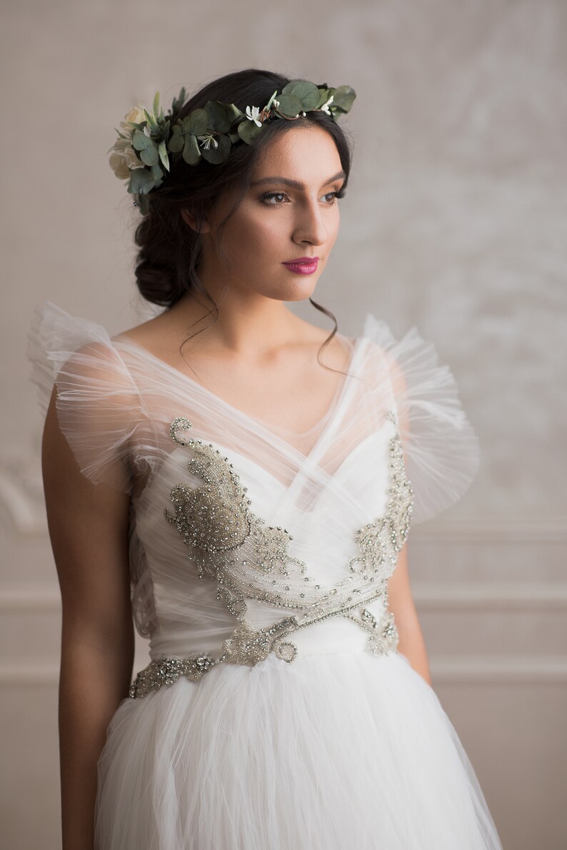 Greenery Bridal Wreath With Flower Arrangement at the Back Etsy