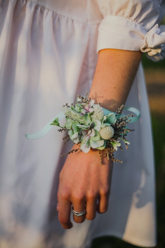 bloemenarmband Pastelturquoise armband - Etsy Nederland