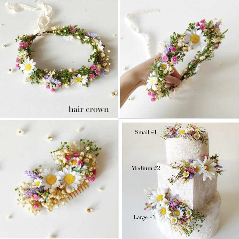 Meadowy wedding hair comb Flower bridal hair comb with baby's breath Spring Meadow Pastel wedding comb with daisies Magaela accessories image 10