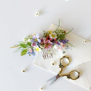 Wildflower hair comb Romantic bridal hair comb Boho wedding accessories Summer wedding Garden wedding Bridal hair comb Meadow flowers Summer image 6