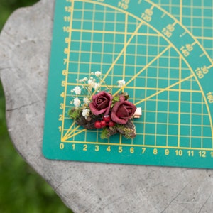 Clip de cheveux de fleur de bourgogne de mariage Accessoires de mariée Clip dhaleine de bébé Magaela accessoires clip de fleur de mariage cheveux de vin rouge morceau de cheveux fait main image 4