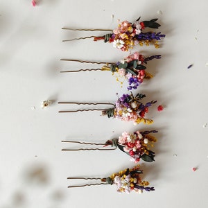 Colorful flower hairpin Romantic hairpin Meadowy design Wedding hairpins Romantic boho hairpins Wild flower hairpins Magaela Summer wedding image 3