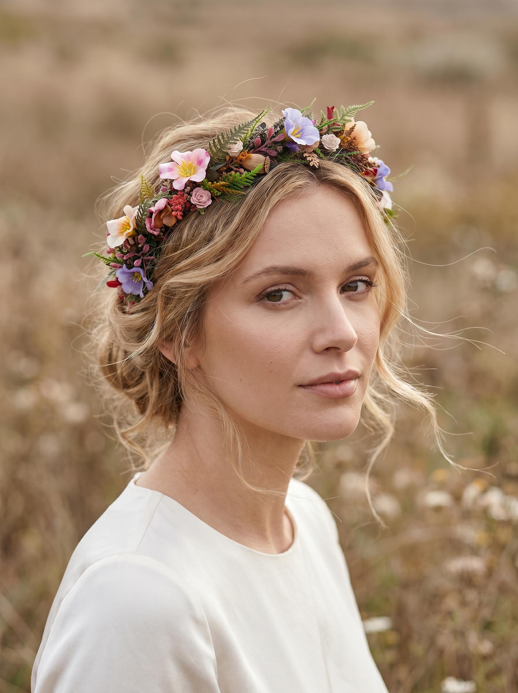 Wildflower Bridal Headband: Colorful Boho Meadow Flower Crown - Etsy
