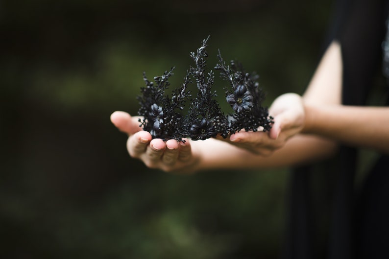 Black Flower Crown Evil Queen Tiara Black Mean Queen Tiara Etsy