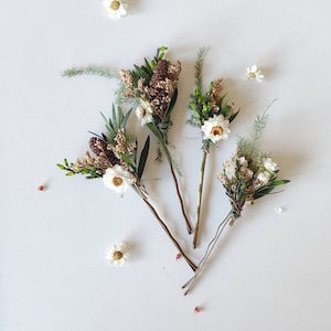 Flower haipins Woodland flower hairpins Wedding in forest Bridal hair Hair accessories Fairy design Rustic wedding Fern hairpins Magaela zdjęcie 5