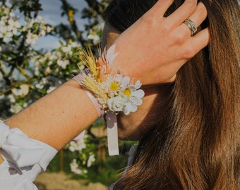 Bracelet fleur marguerite corsage de poignet ruban de mariage - Main Image