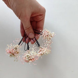 3/5/10pcs Romantic flower hairpins Hairpins from dried flowers Wedding floral accessories Blush and ivory hair pins Magaela accessories image 4