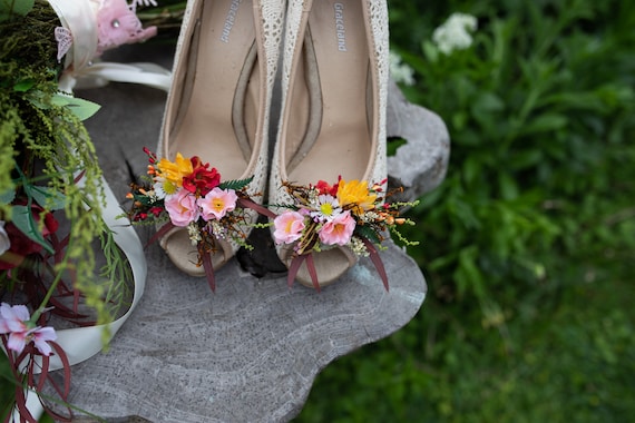 Clips de chaussures de fleur dété Clips chaussure de mariage Bridal clips  de chaussures de fleurs