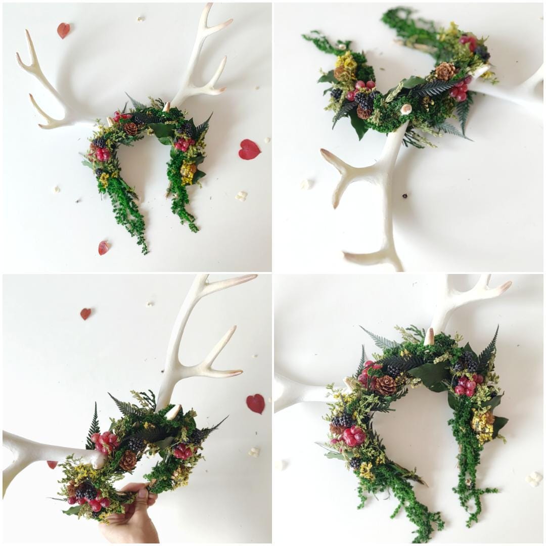 Woodland Antler Crown: Autumn Fairycore Headpiece - Etsy